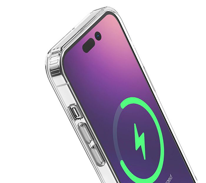 eSTUFF Funda híbrida magnética BERLIN para iPhone 14 Pro Max - Transparente, protección con borde de TPU y trasera rígida, compatible MagSafe