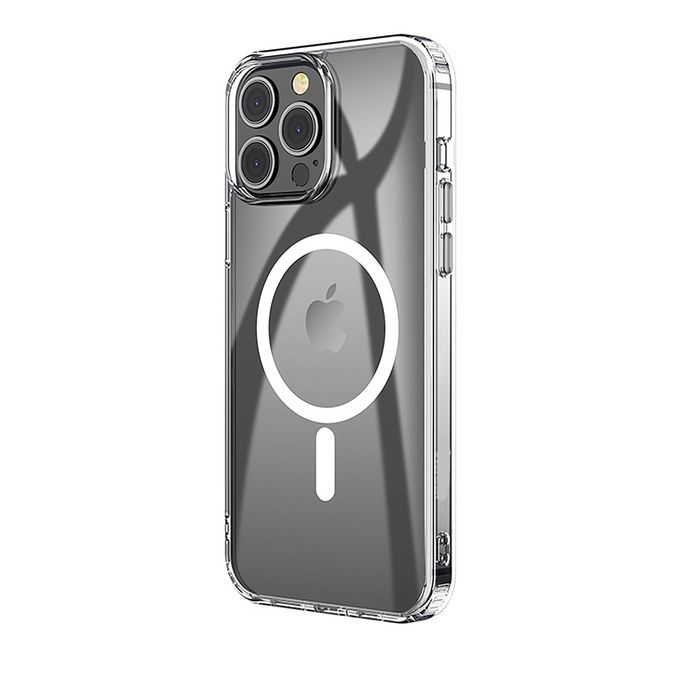 eSTUFF Funda híbrida magnética BERLIN para iPhone 14 Pro Max - Transparente, protección con borde de TPU y trasera rígida, compatible MagSafe