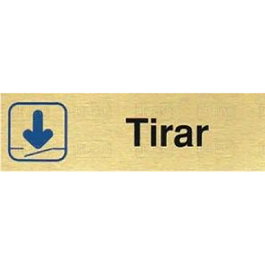 DUVER Placa de señalización Tirar en Aluminio Oro 150x45 mm