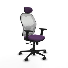 PIQUERAS Y CRESPO Silla de oficina Jorquera con mecanismo Sincro/Traslack, Morado y Blanco