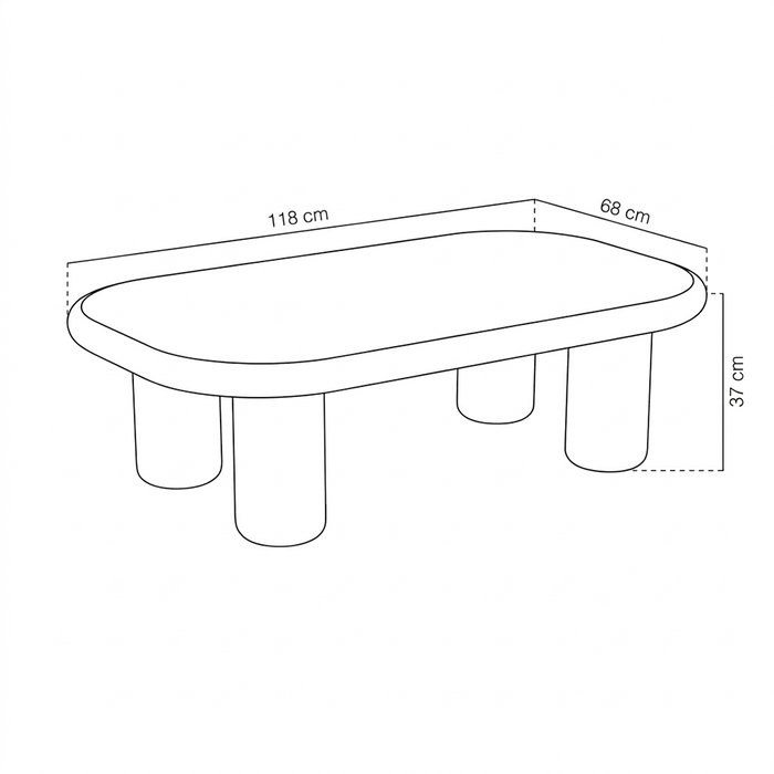 Mesa Centro Lacado Crema Dm Salón 118 X 68 X 37 cm