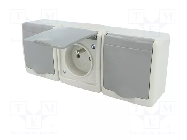 PAWBOL Tomacorriente de Alimentación AC 2P+PE 16A Gris