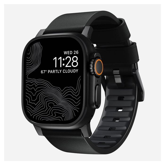 Nomad Modern Strap Active Band Pro para Apple Watch Ultra / 46mm, Correa de Cuero y Acero Inoxidable Ajustable, Negro - Tallas 42/44/45/49 mm Nomad Modern Strap Active Band Pro para Apple Watch Ultra / 46mm, Correa de Cuero y Acero Inoxidable Ajustable, Negro - Tallas 42/44/45/49 mm