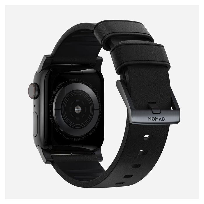 Nomad Modern Strap Active Band Pro para Apple Watch Ultra / 46mm, Correa de Cuero y Acero Inoxidable Ajustable, Negro - Tallas 42/44/45/49 mm Nomad Modern Strap Active Band Pro para Apple Watch Ultra / 46mm, Correa de Cuero y Acero Inoxidable Ajustable, Negro - Tallas 42/44/45/49 mm