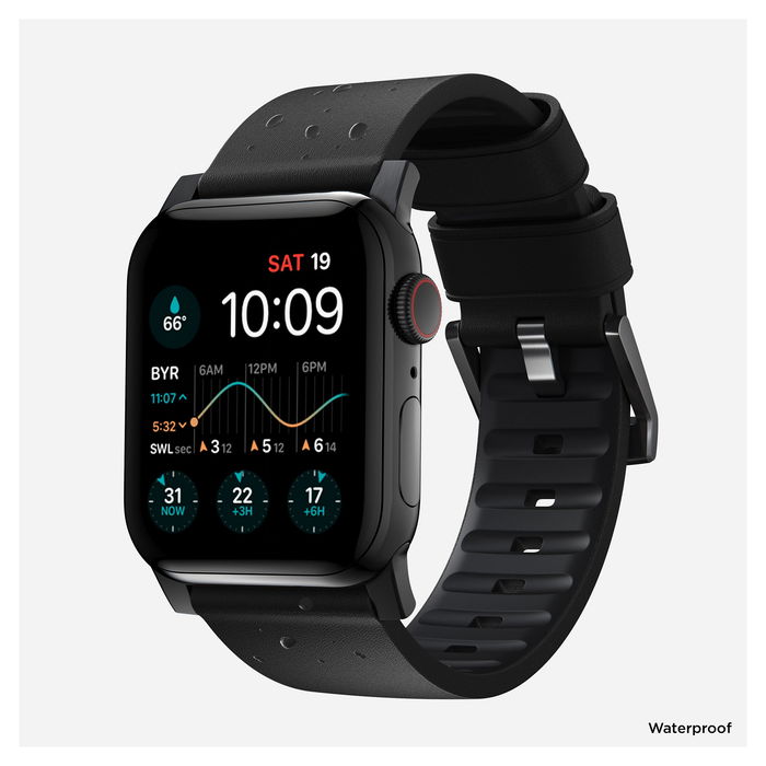 Nomad Modern Strap Active Band Pro para Apple Watch Ultra / 46mm, Correa de Cuero y Acero Inoxidable Ajustable, Negro - Tallas 42/44/45/49 mm Nomad Modern Strap Active Band Pro para Apple Watch Ultra / 46mm, Correa de Cuero y Acero Inoxidable Ajustable, Negro - Tallas 42/44/45/49 mm
