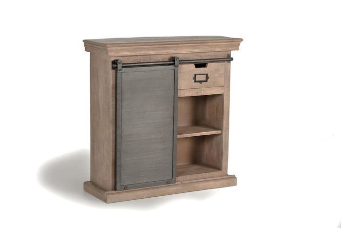 GINER Y COLOMER Consola Industrial de Madera de Mango y Metal, 2 Cajones, Color Natural GINER Y COLOMER Consola Industrial de Madera de Mango y Metal, 2 Cajones, Color Natural