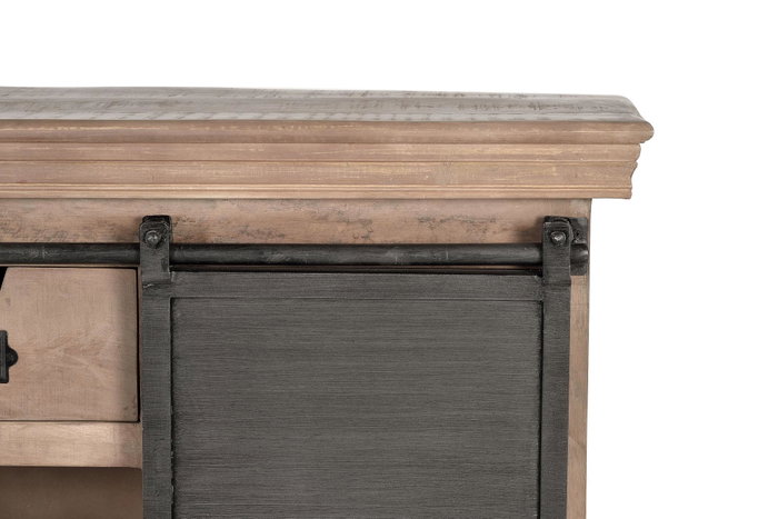 GINER Y COLOMER Consola Industrial de Madera de Mango y Metal, 2 Cajones, Color Natural GINER Y COLOMER Consola Industrial de Madera de Mango y Metal, 2 Cajones, Color Natural