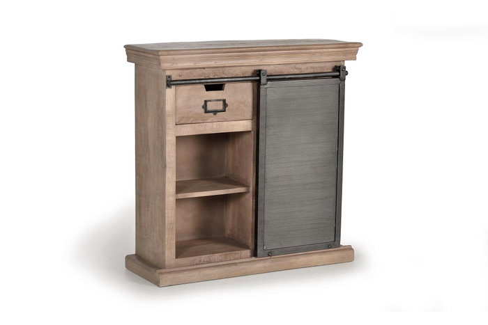 GINER Y COLOMER Consola Industrial de Madera de Mango y Metal, 2 Cajones, Color Natural GINER Y COLOMER Consola Industrial de Madera de Mango y Metal, 2 Cajones, Color Natural