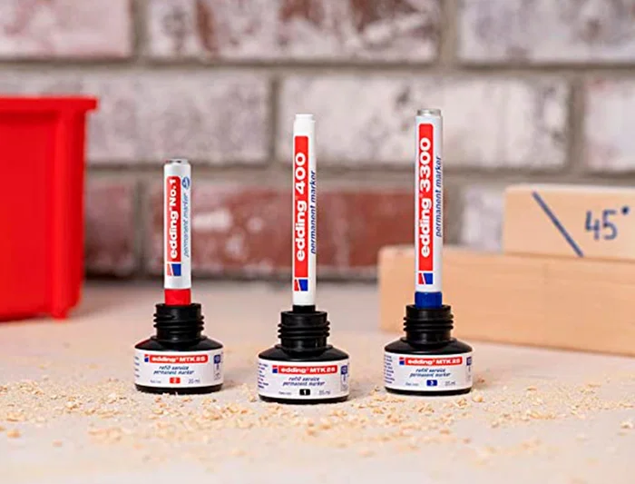 Edding Tinta Recambio MTK25 para Marcadores Permanentes, Botella 25 ml, Color Azul