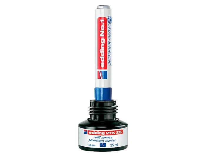 Edding Tinta Recambio MTK25 para Marcadores Permanentes, Botella 25 ml, Color Azul