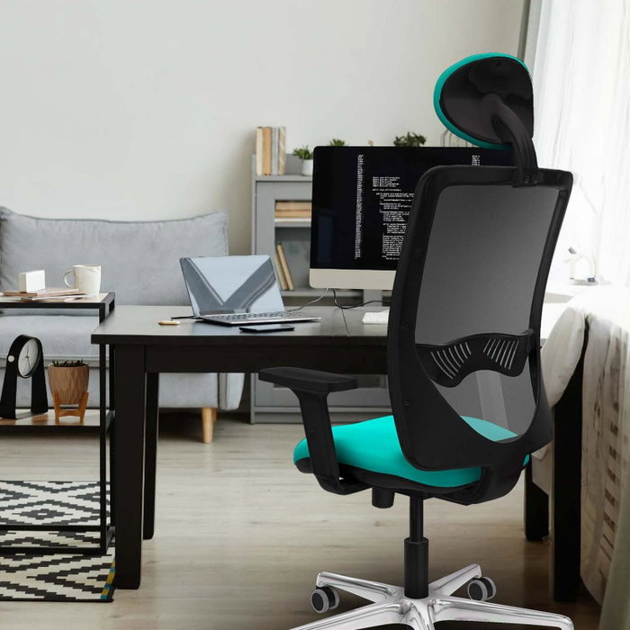 PIQUERAS Y CRESPO Silla de oficina Zulema con mecanismo Sincro/Traslack, Azul marino y Negro