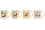 DKD Home Decor Tazas de Porcelana con Diseño de Perro, Surtido de 4, 365ml