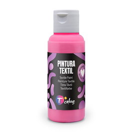 Tcolors Pintura Textil Rosa, 80 ml - Alta adherencia y flexibilidad para aplicar con rodillo, pincel o aerógrafo