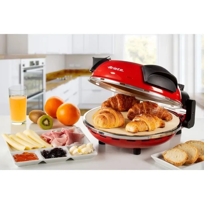 Ariete 909 Mini Horno para Pizza con Piedra Refractaria, Rojo y Negro