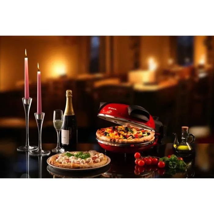 Ariete 909 Mini Horno para Pizza con Piedra Refractaria, Rojo y Negro