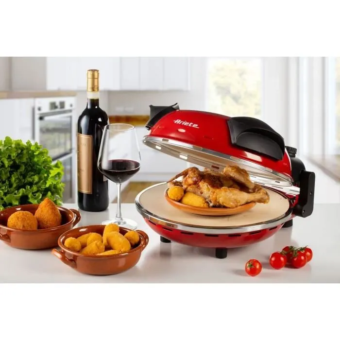 Ariete 909 Mini Horno para Pizza con Piedra Refractaria, Rojo y Negro