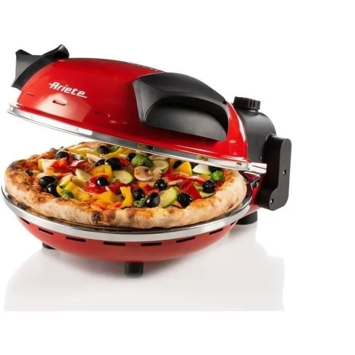 Ariete 909 Mini Horno para Pizza con Piedra Refractaria, Rojo y Negro