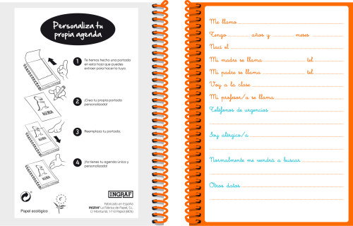 Ingraf 350984 Agenda Escolar 2022-2023 Peque 8º Día Página Tapa Personalizable
