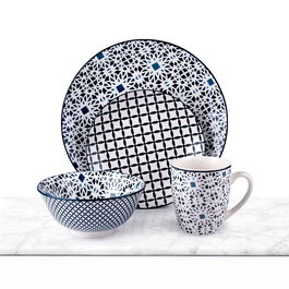 Interne Alpina Vajilla 16 Piezas Cerámica Estampada Colores Surtidos ø26,5 cm ø19 cm ø15 cm 325 ml