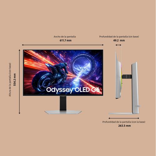 Samsung Odyssey G6 G60SF S27FG602SU 27 pulg. QHD OLED 500Hz Plata Samsung Odyssey G6 G60SF S27FG602SU 27 pulg. QHD OLED 500Hz Plata