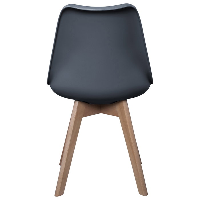 Home Deco Factory Silla COPENHAGUE Acolchada Gris Diseño Escandinavo Patas Madera Haya 49x58 cm