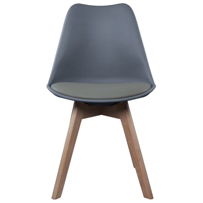 Home Deco Factory Silla COPENHAGUE Acolchada Gris Diseño Escandinavo Patas Madera Haya 49x58 cm