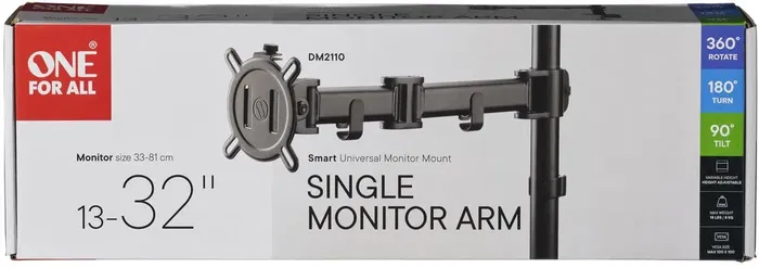 One For All Soporte Inteligente para Monitor ONE1737442278476 VESA 100 Brazo Simple 13-32" Hasta 8 kg Ajustable Negro
