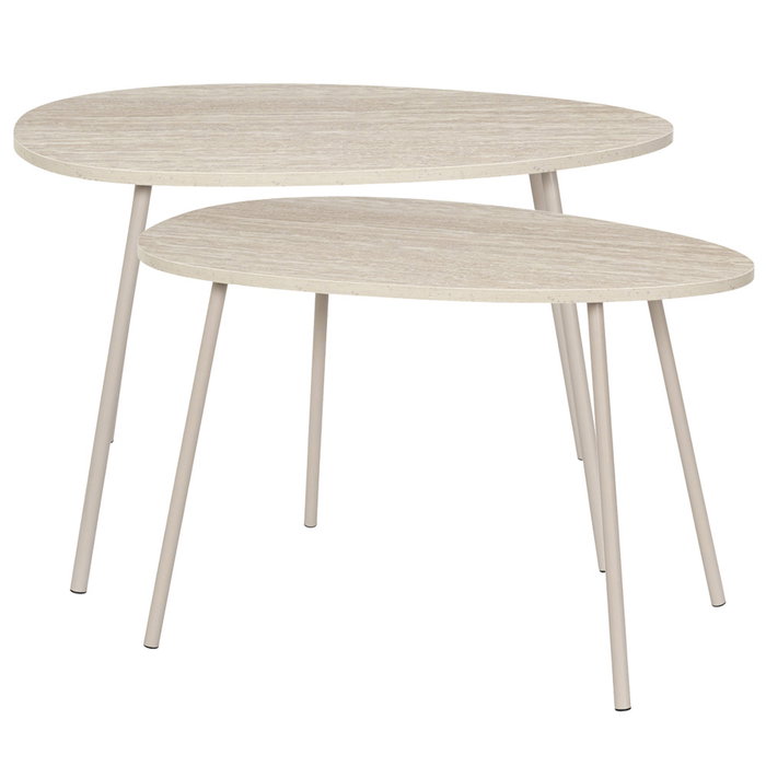 Home Deco Factory Juego de 2 Mesas Nido Terra Nova con Patas de Hierro - Mesa Grande 75x50 cm y Pequeña 60x39 cm