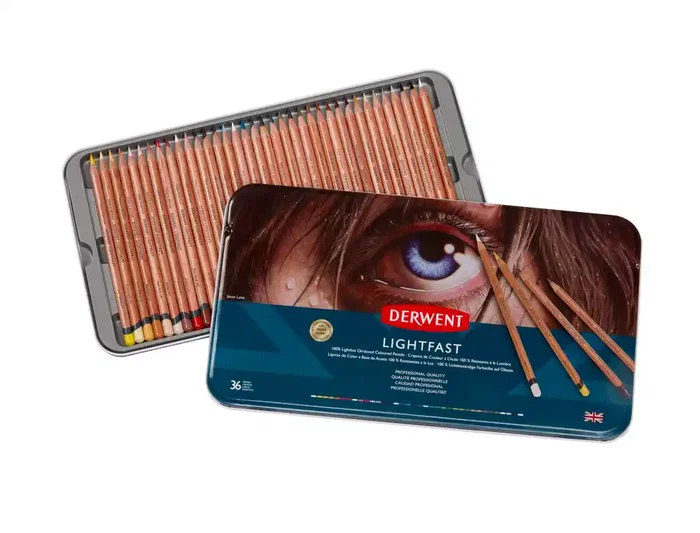 Derwent Lightfast Lápices de Colores Resistente a la Luz Caja Metálica 36 Colores Surtidos