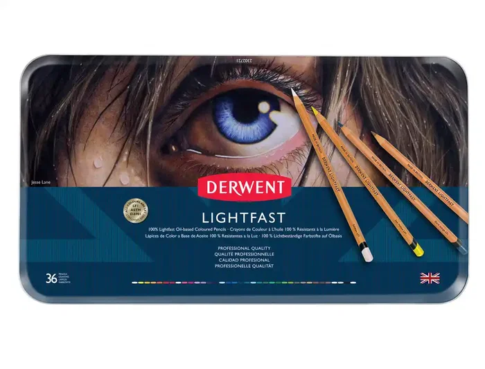 Derwent Lightfast Lápices de Colores Resistente a la Luz Caja Metálica 36 Colores Surtidos