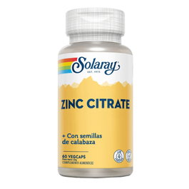 SOLARAY Zinc Citrato 25mg + Semilla de Calabaza 50mg 60 Cápsulas
