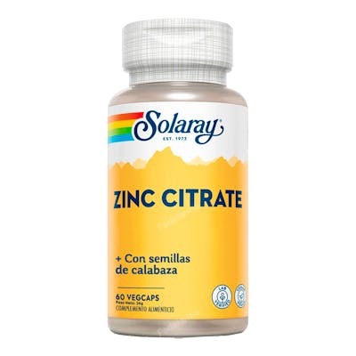 SOLARAY Zinc Citrato 25mg + Semilla de Calabaza 50mg 60 Cápsulas