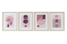 DKD Home Decor Cuadros Abstractos Enmarcados Beige Set de 4