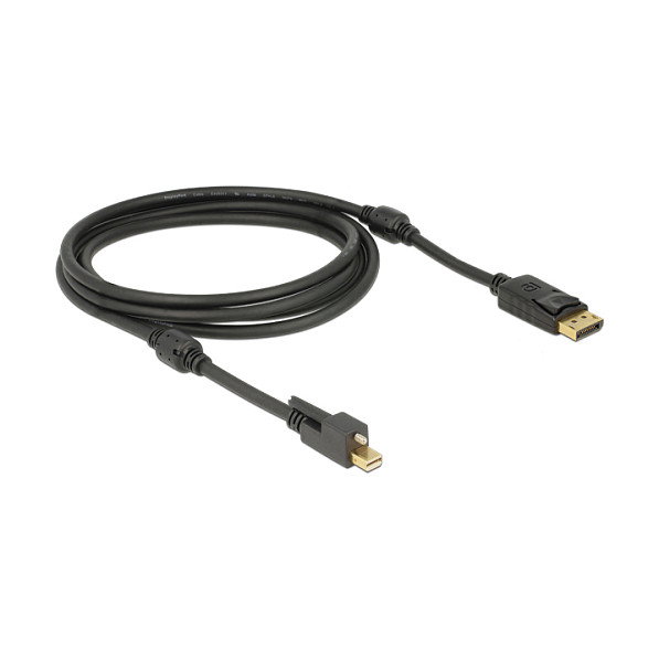 DeLOCK Cable Mini DisplayPort 1.2 con tornillo a DisplayPort 2m negro 4K