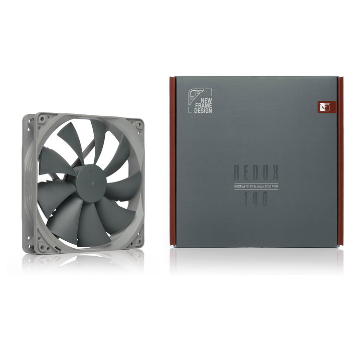 Noctua NF-P14S REDUX-1200 PWM - Ventilador para Caja de PC 140 mm, 1200 RPM, 110.3 m3/h, 19.6 dB, SSO-Bearing, 4 Pines, Color Gris