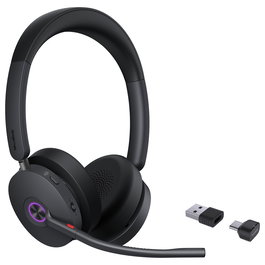 Yealink BH74 Teams - Auriculares Diadema Bluetooth 5.3 Inalámbricos con ANC, Micrófono Boom, USB-C/A, 65h Autonomía, Negro