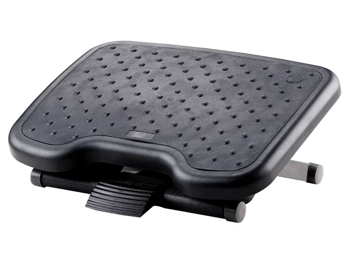 Q-connect Reposapiés Premium ajustable con alfombrilla de caucho