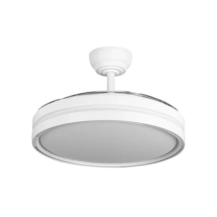 Ventilador de Techo DC Blanco 60W LED Verano-Invierno 3 Aspas Transparente 6980lm 3500-4000-6500K Mando y Temporizador 107d Ventilador de Techo DC Blanco 60W LED Verano-Invierno 3 Aspas Transparente 6980lm 3500-4000-6500K Mando y Temporizador 107d