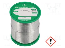 BROQUETAS Estaño libre de plomo Sn96,5Ag3Cu0,5 1mm 250g