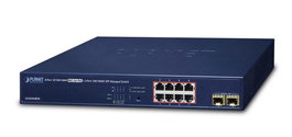 PLANET Switch Gestionable GS-4210-8P2S, 8 Puertos Gigabit PoE+ 802.3at (120W Total) + 2 SFP, Conmutación L2/L4, IPv6/IPv4, Extensión PoE a 250m
