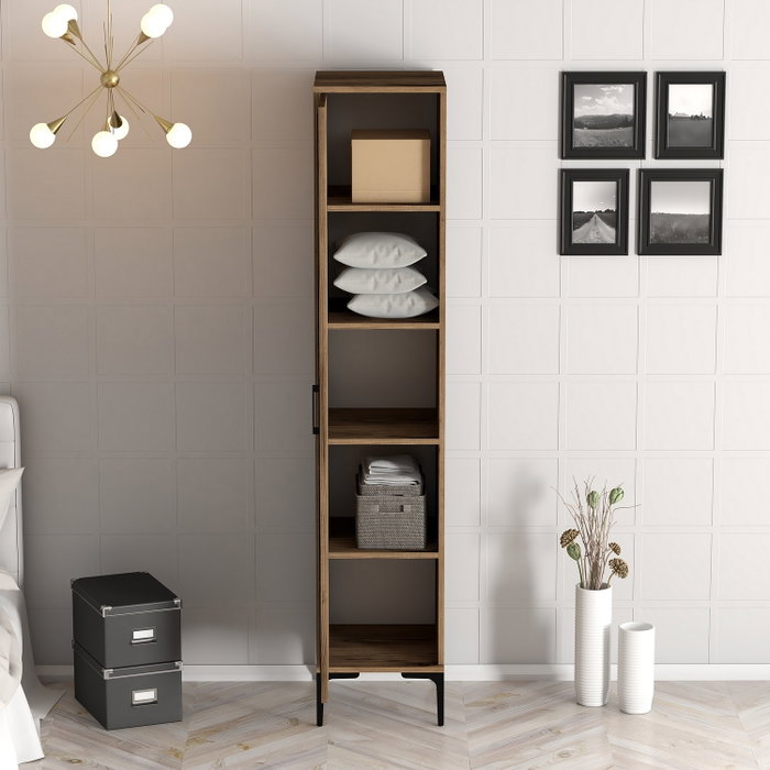 Hanah Home Armario Kumsal S Nogal 40cm Ancho x 47.5cm Alto x 201.4cm Profundo Tablero de Partículas Melamina