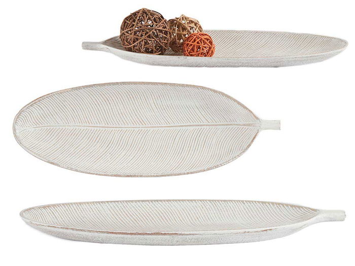 Giftdecor Bandeja de Madera Decorativa con Diseño de Hoja, Blanco, 40.5 x 14.5 x 3 cm (Set de 24) Giftdecor Bandeja de Madera Decorativa con Diseño de Hoja, Blanco, 40.5 x 14.5 x 3 cm (Set de 24)