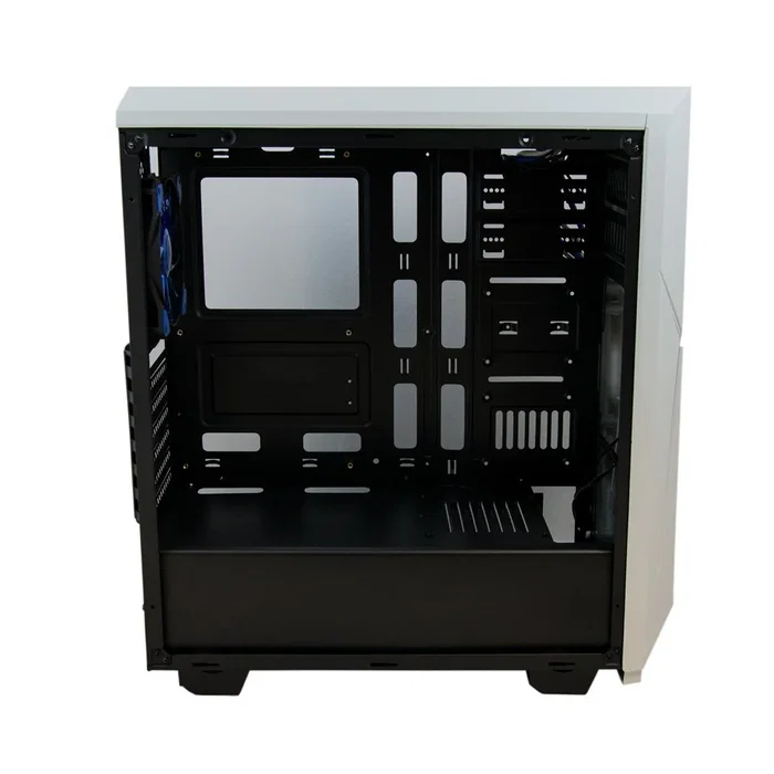 Talius Xentinel Caja Midi Tower Gaming ATX con Ventana Lateral Acrílico, USB 3.0, Iluminación LED Azul, Color Negro/Blanco