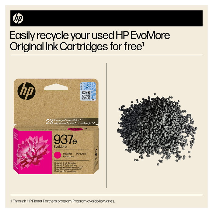 HP Cartucho de Tinta Original EvoMore 937e Magenta Alto Rendimiento XL - 1650 páginas