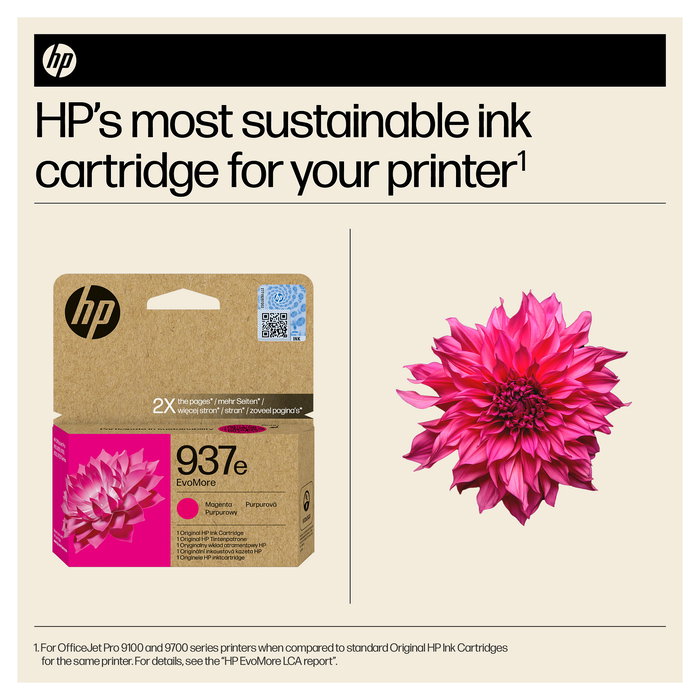 HP Cartucho de Tinta Original EvoMore 937e Magenta Alto Rendimiento XL - 1650 páginas