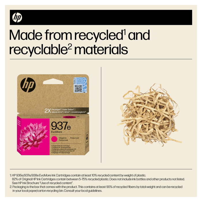 HP Cartucho de Tinta Original EvoMore 937e Magenta Alto Rendimiento XL - 1650 páginas