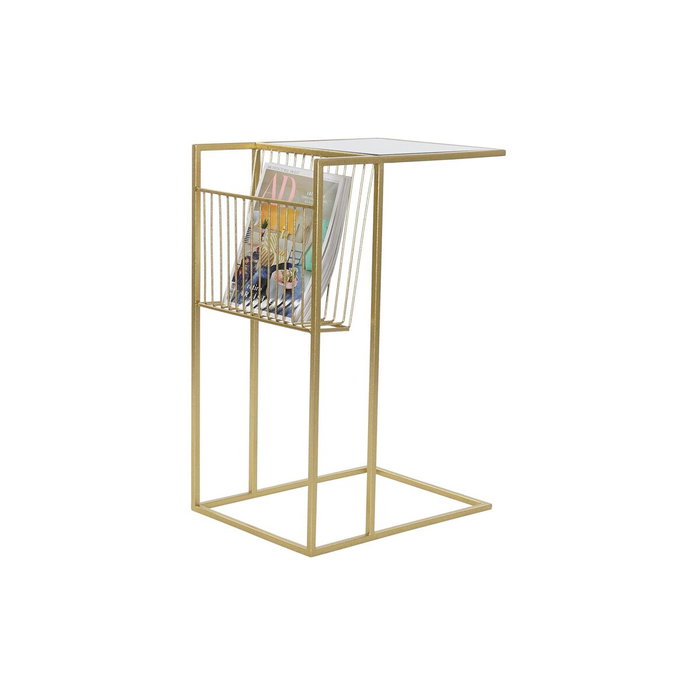 DKD Home Decor Revistero de Metal y Espejo Dorado 48x35x71 cm