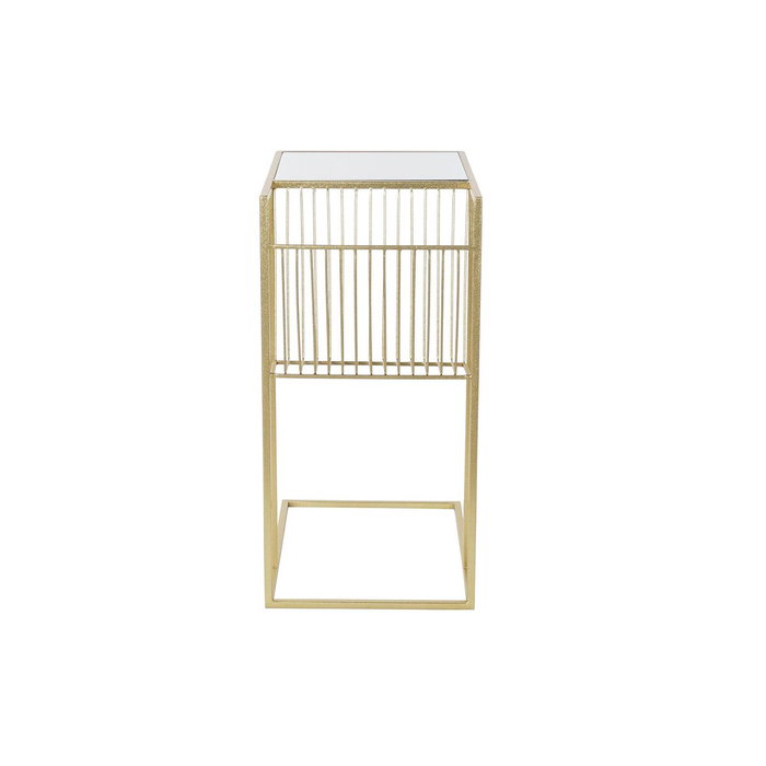 DKD Home Decor Revistero de Metal y Espejo Dorado 48x35x71 cm