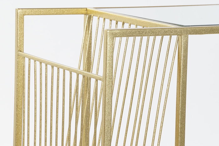 DKD Home Decor Revistero Dorado Metal y Espejo 35 x 71 x 48 cm