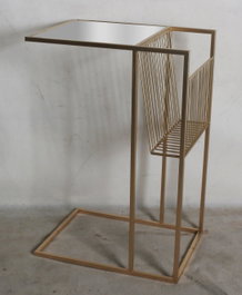 DKD Home Decor Revistero de Metal y Espejo Dorado 48x35x71 cm